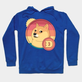 Retro Dogecoin Logo Funny Crypto Merch Hoodie